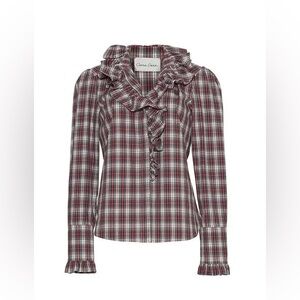 Cara Cara Anne Blouse Turtledove Tartan Plaid XS